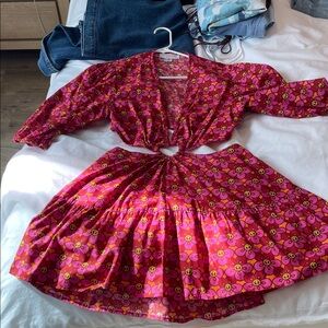 Never Fully Dresses Floral Pink and Yellow Dress